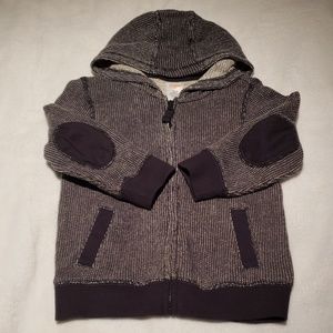 Charcoal Gray Elbow Patch Zip Up Hoodie